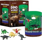 Allerion Terrarium Kit - Dinosaurussen – Mini Tuin Set - Educatief speelgoed – Inclusief echte Plantjes, Licht en Dino Speelfiguren