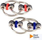 Fidget Toy Metalen Ringen - Set van 2 - Blauw en Rood - Fidget Bike Chain - Fidget Sleutelhanger - Fidget Buckle Keychain - Stress Ring - Friemel Ring