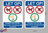 Hondenpoep opruimen verplicht stickers set 2 stuks.