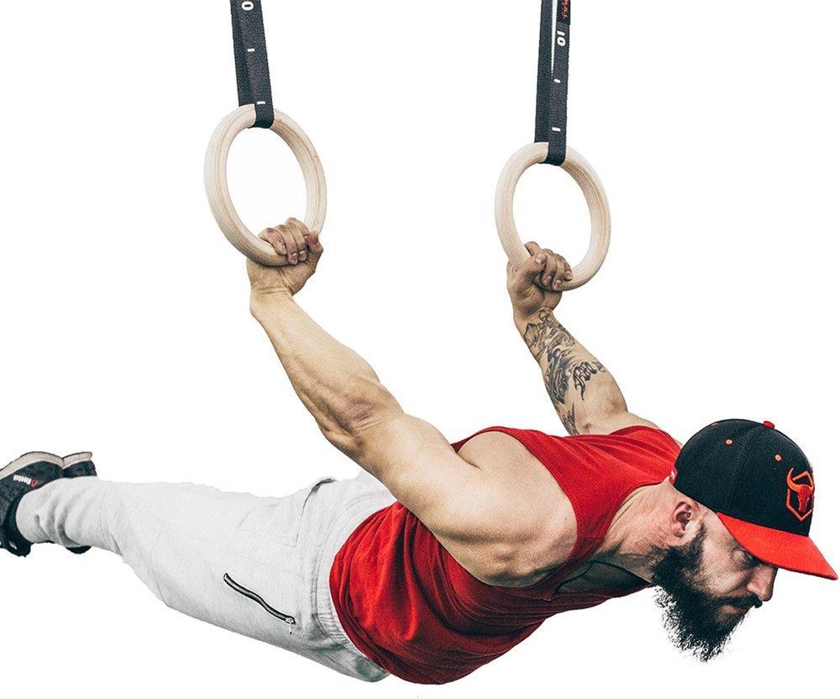 BuffelSports® Professionele Houten Gym Ringen Turn Ringen