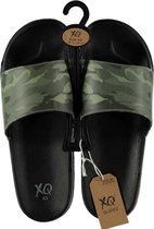 Xq Footwear Badslippers Army Heren Eva Zwart/legergroen Maat 45