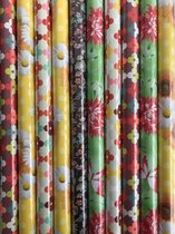 Cadeaupapier 10 Kleine rollen 150x70cm Bloemen Planten- Breedte 70 cm - 1,5m lang