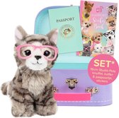 Speelgoed Knuffel Kat - kitten Paige 16cm - Pluche - incl. koffer en stickerboek