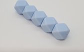 Siliconen kralen Hexagon 17mm – 5 STUKS PASTEL BLAUW - Vele kleuren beschikbaar - Siliconen kralen baby - Speenkoord kralen – Rijgkralen – Speenkoord maken – Wood & Fun