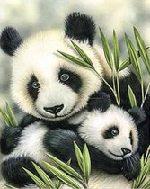 diamond painting 30x40 cm - Panda met kleine