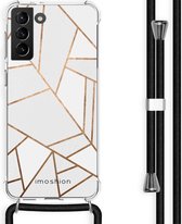iMoshion Hoesje Geschikt voor Samsung Galaxy S21 Plus Hoesje Met Koord - iMoshion Design Hoesje met Koord - Wit / Meerkleurig / Goud / White Graphic