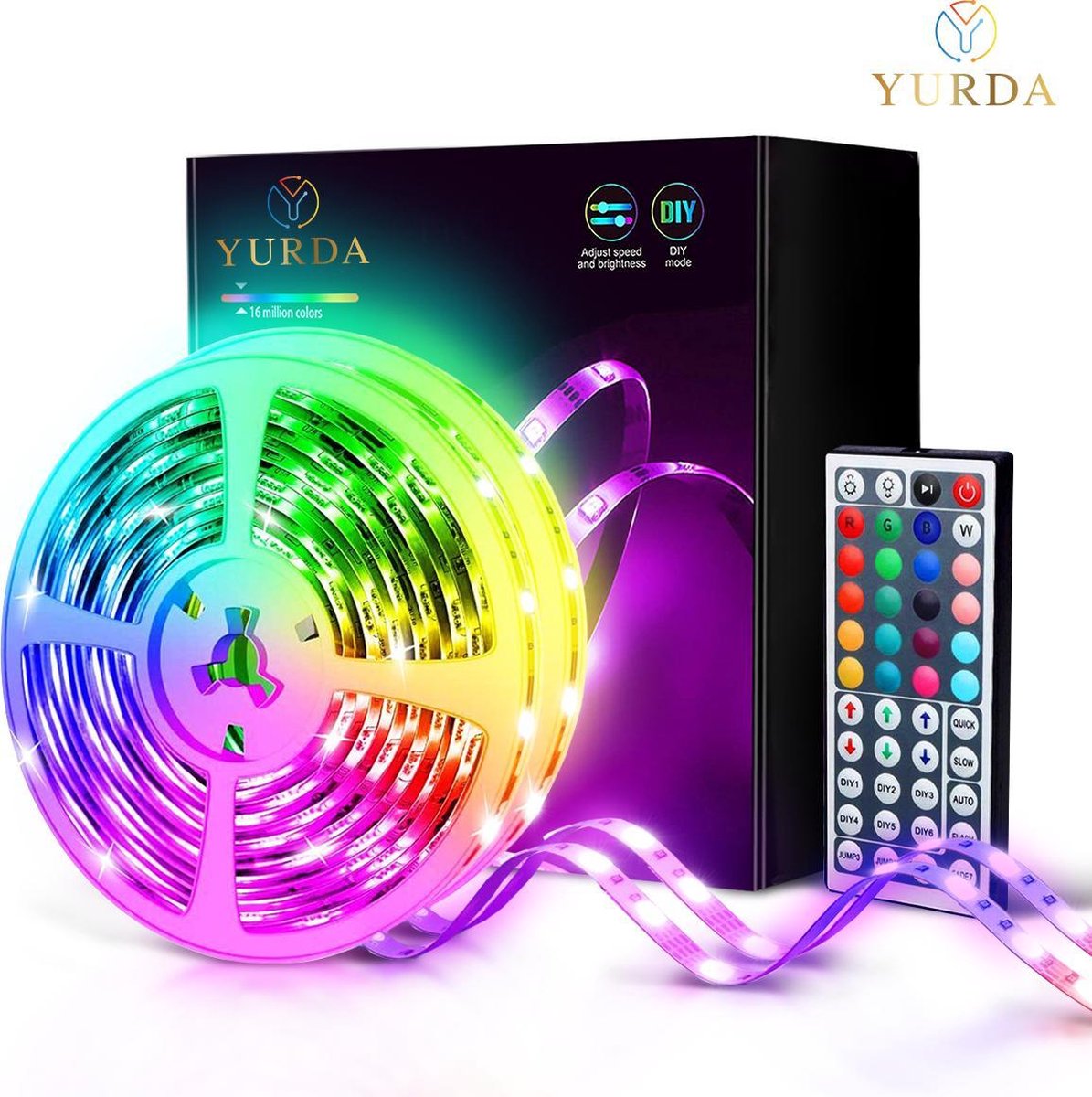 Yurda 10 meter Led Strip met Afstandsbediening - RGB - Led strip - Led light strip - 5050 RGB Led op De Prijzenvolger