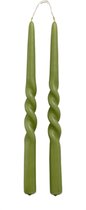 Rustik Lys - twist - bougie - Bougies Swirl - Vert olive - bougies torsadées - 2.1 x 29 cm - lot de 4 pièces