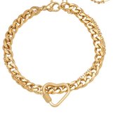 YEHWANG - Trendy Armband - Chained Heart -  RVS - Goud