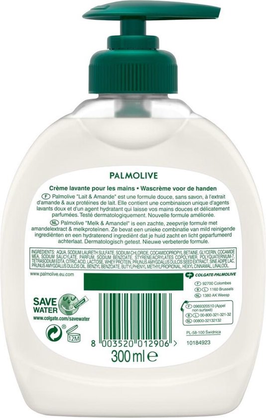 Palmolive Naturals Savon Au Lait Damande Pour Les Mains 6 X 300ml Pack économique 