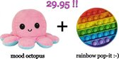 Octopus Knuffel Mood - Baby Knuffel - Valentijn Cadeautje - Squishy - Roze/Aqua