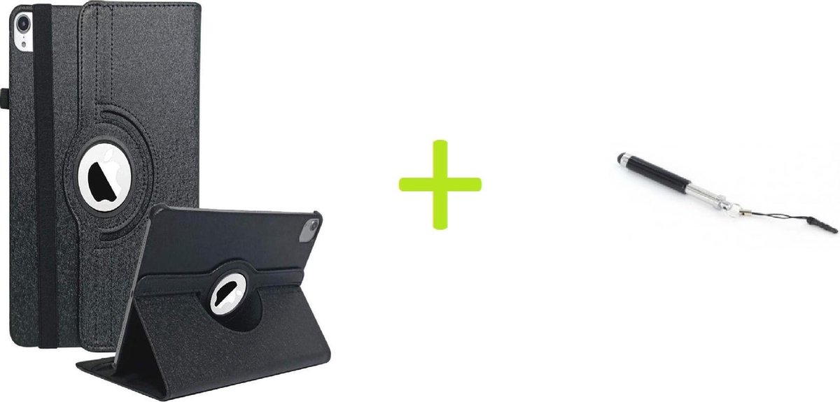 Geschikt voor Apple iPad Air 4 (2020) 10.9 inch Multi Stand Case - 360 Draaibaar Tablet hoesje - Tablethoes - Zwart +  Stylus