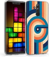 kwmobile telefoonhoesje voor Huawei Mate 20 Lite - Hoesje voor smartphone in blauw / oranje / donkerblauw - Retro Strepen en Cirkels design