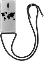 kwmobile telefoonhoesje voor OnePlus 6 - Hoesje met koord in zwart / transparant - Back cover voor smartphone