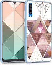 kwmobile telefoonhoesje voor Samsung Galaxy A50 - Hoesje voor smartphone in poederroze / roségoud / wit - Glory Driekhoeken design