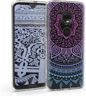 kwmobile telefoonhoesje voor Motorola Moto G7 / Moto G7 Plus - Hoesje voor smartphone in blauw / roze / transparant - Indian Sun design
