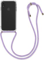 kwmobile telefoonhoesje geschikt voor Apple iPhone XR - Hoesje met telefoonkoord - Back cover in mauve / transparant / lichtblauw