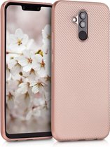 kwmobile telefoonhoesje compatibel met Huawei Mate 20 Lite - Hoesje voor smartphone in roségoud - Glanzend Metallic Carbon design