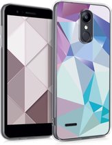 kwmobile telefoonhoesje voor LG K8 (2018) / K9 - Hoesje voor smartphone in lichtblauw / poederroze / blauw - Asymmetrische Driehoeken design