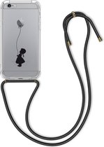 kwmobile telefoonhoesje voor Apple iPhone 6 / 6S - Hoesje met koord in zwart / transparant - Back cover voor smartphone