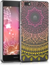 kwmobile telefoonhoesje voor Huawei P8 Lite (2015) - Hoesje voor smartphone in geel / roze / transparant - Indian Sun design