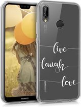 kwmobile telefoonhoesje voor Huawei P20 Lite - Hoesje voor smartphone in wit / transparant - Live Laugh Love design