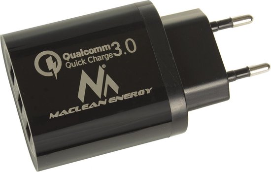 Maclean - Chargeur / prise USB - 3 USB - 5V / 2.1A - Zwart