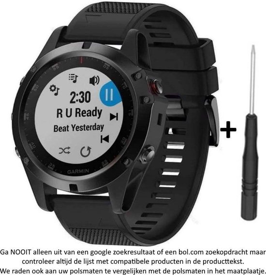 Siliconen Smartwatch Bandje - Geschikt voor Garmin - 22 mm - Zwart | bol.com