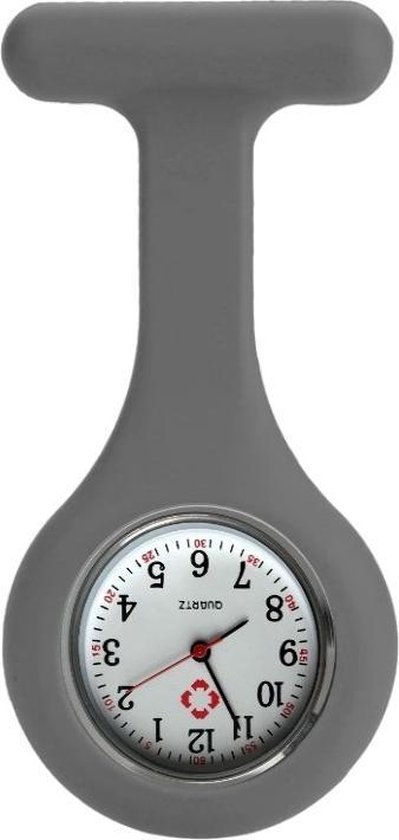 Fako® - Verpleegstershorloge - Zusterhorloge - Verpleegster Horloge - Siliconen RVS Uni - Grijs