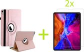 Geschikt voorApple iPad Air 4 (2020) 10.9 inch Multi Stand Case - 360 Draaibaar Tablet hoesje - Tablethoes - Rosé Goud + 2x Screenprotector