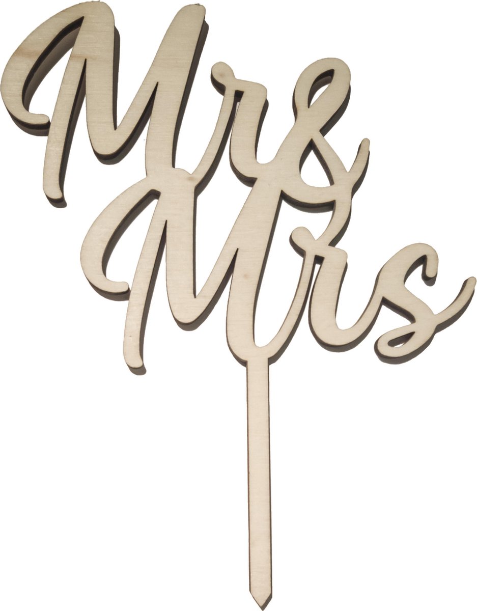 Houten taarttopper MR&MRS - Taart decoratie bruiloft - Trouwen
