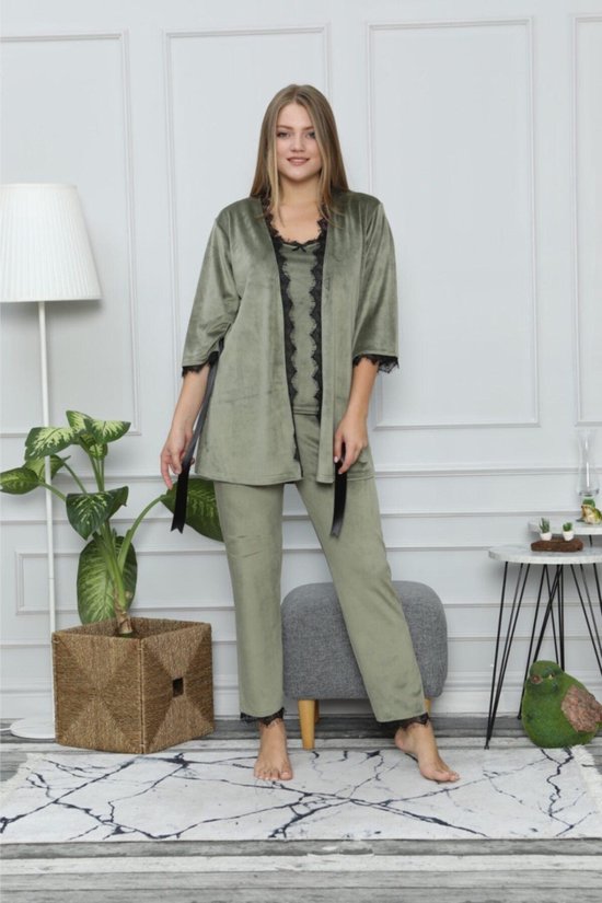 Huispak Dames | Pyjamaset | Army Green - 3 delige set | Loungewear | bol.com