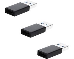 DW4Trading USB C 3.1 female naar USB A 3.0 male adapter verloop set van 3 stuks zwart