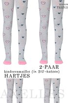 Trendy Kinderkousen hartjes-patroon, 2-PAAR, lichtgrijs, maat 128/134 (20).