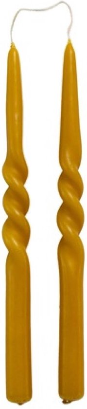 Rustik Lys - Twist - kaars - swirl kaarsen - Natuur - gedraaide kaarsen - 2.1 x 29 cm - set van 2 stuks