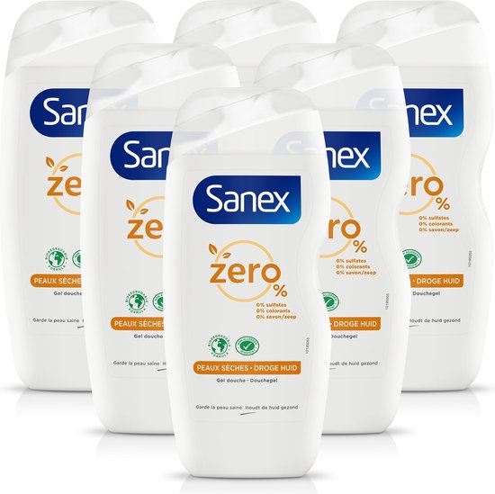 Sanex Zero Droge Huid Douchegel 6 x 250ml Voordeelvepakking