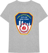 New York City Heren Tshirt -2XL- Fire Dept. Badge Grijs