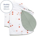 Doomoo Buddy Cover - Hoes voor Voedingskussen Buddy - Biologisch Katoen - 180 cm - Cherries Green