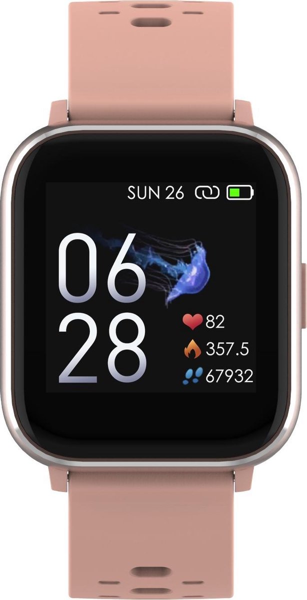 Denver SW-163 - Smartwatch - Bluetooth - Sport & Social Activity - Hartslagmeter - Lichaamstemperatuur meter - Sleep tracker - Geschikt voor iOS & Android - Roze - Denver