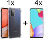Samsung A72 hoesje shock proof case transparant - Samsung Galaxy A72 hoesje hoesjes cover hoes - 4x Samsung A72 Screenprotector