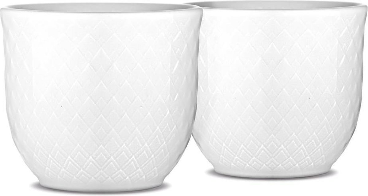 Lyngby Porcelain Rhombe eierdop D5cm wit set van 2