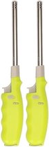 2x Lime groene gasaanstekers 25,5 cm - Kaarsen/bbq/keuken aanstekers