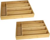 Set van 2x stuks besteklade bamboe hout 36 x 26 cm - Bestekbakken hout - Keukenla bestekbak