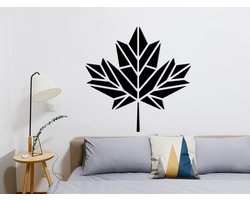 HOUTEN WANDDECORATIE / WOODEN WALL DECORATION - GEOMETRISCHE MUURDECORATIE / GEOMETRIC WALL ART - ESDOORNBLAD / MAPLE LEAF - 35 x 35 cm - ZWART / BLACK - ORIGAMI DESIGN WANDFIGUUR - TRENDY & HIP WOONKAMER - NATUUR - CANADA - BOOM - Herfst - Autumn