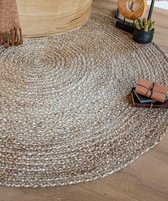 Jute vloerkleed rond - Braided - naturel 120 cm rond