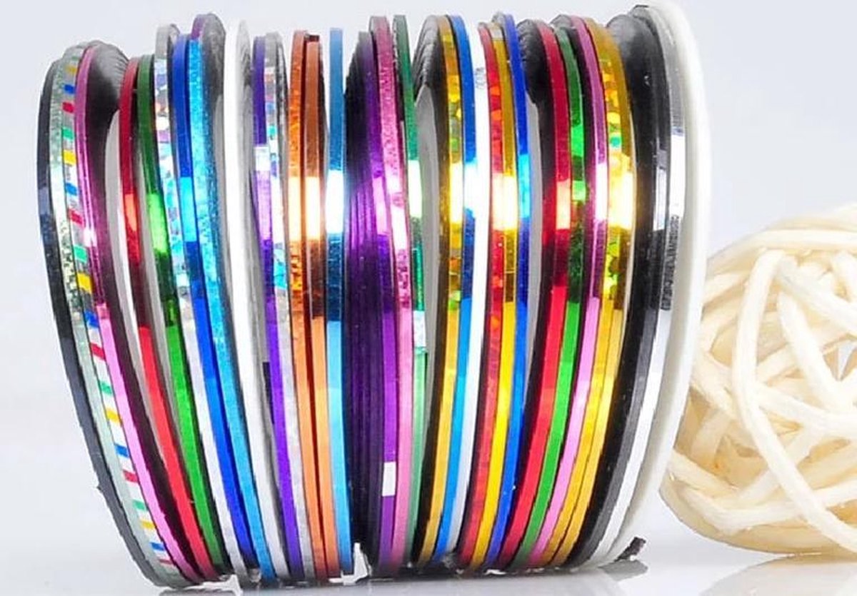 10 Rolletjes Striper 1mm Nail Art Striping Tape / Sparkolia Decoratie Sticker Nagel / Multicolor Gemengde Kleuren - Sparkolia