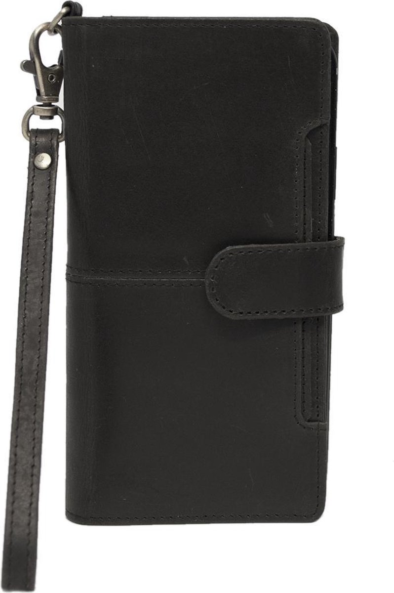 iPhone X Bookcase Hoesje Zwart Leer – Leren Hoesje iPhone X Zwart – iPhone X Hoesje Buffelleer