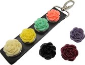 Tassen hanger zwart leer met verwisselbare roosjes