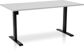 Bureau assis-debout réglable électriquement - MRC EASY | 160 x 80 cm | cadre noir - gris feuille