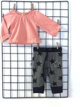 Setje broek met sterren en roze shirtje 74/80